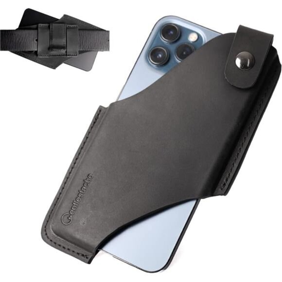 Leather Cell Phone holster with Belt Clip,Leather Phone pouch for iPhone Samsung - Picture 1 of 7